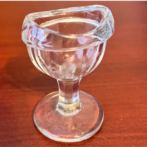 Antique Glasco Eye Wash Cup Pedestal Base Pressed Glass Medical Apothecary Decor - Picture 1 of 4